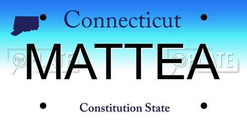 MATTEA Connecticut License Plate