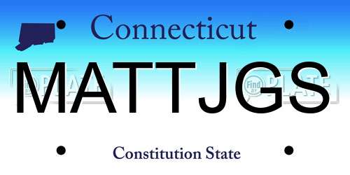 MATTJGS Connecticut License Plate