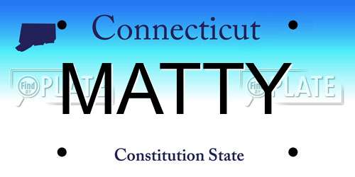 MATTY Connecticut License Plate