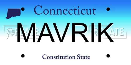 MAVRIK Connecticut License Plate