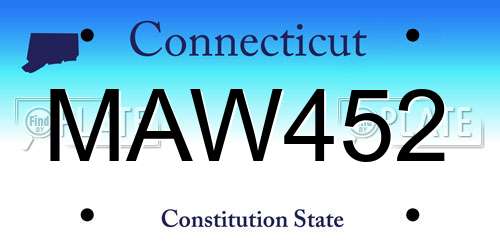 MAW452 Connecticut License Plate