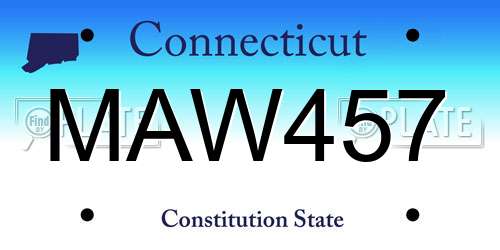 MAW457 Connecticut License Plate
