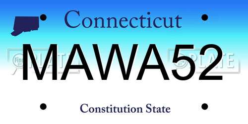 MAWA52 Connecticut License Plate