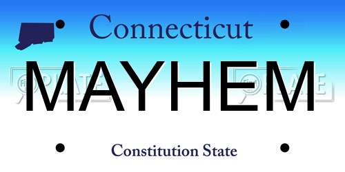 MAYHEM Connecticut License Plate