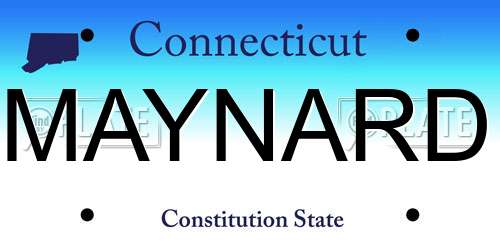 MAYNARD Connecticut License Plate