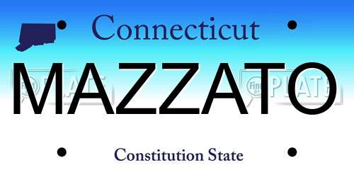 MAZZATO Connecticut License Plate
