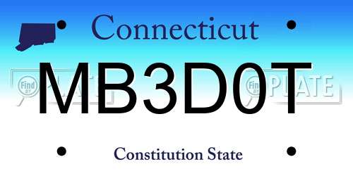MB3D0T Connecticut License Plate