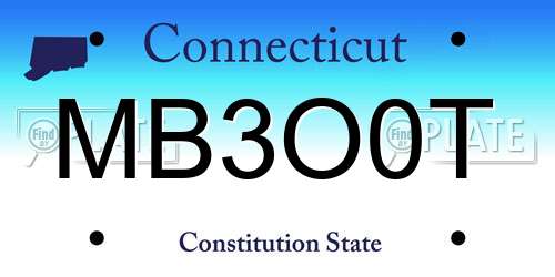 MB3O0T Connecticut License Plate