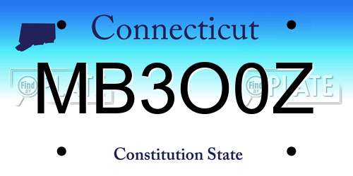 MB3O0Z Connecticut License Plate