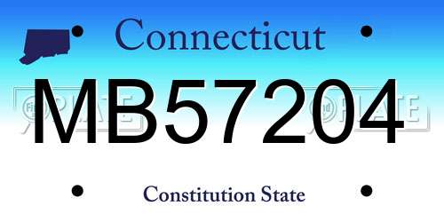 MB57204 Connecticut License Plate