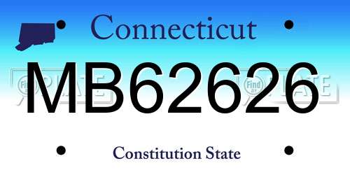 MB62626 Connecticut License Plate