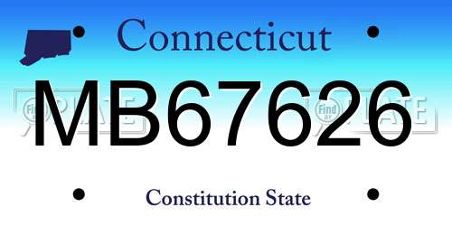 MB67626 Connecticut License Plate