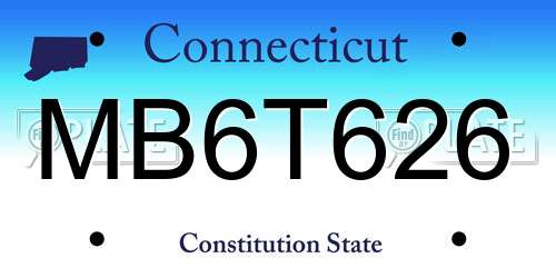 MB6T626 Connecticut License Plate