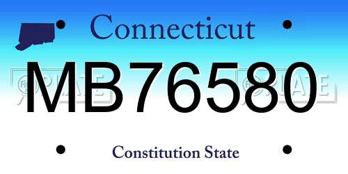 MB76580 Connecticut License Plate