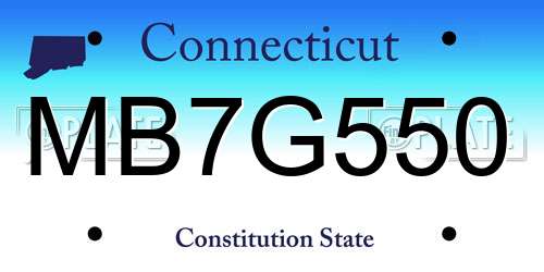 MB7G550 Connecticut License Plate