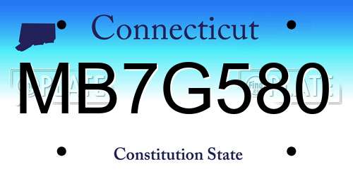 MB7G580 Connecticut License Plate