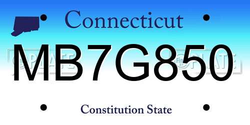 MB7G850 Connecticut License Plate