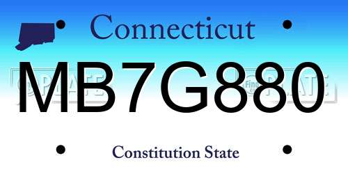 MB7G880 Connecticut License Plate