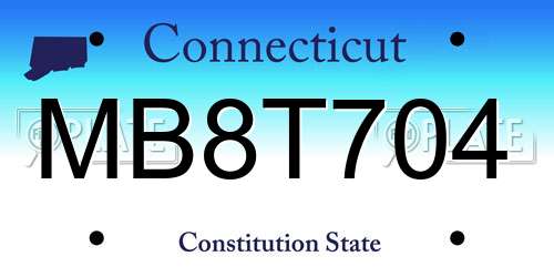 MB8T704 Connecticut License Plate