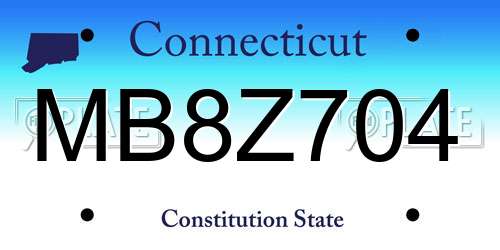 MB8Z704 Connecticut License Plate