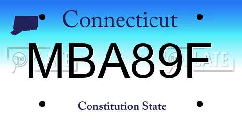 MBA89F Connecticut License Plate