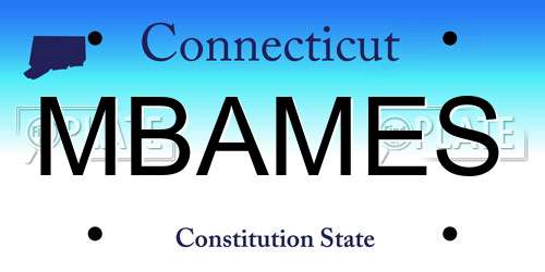 MBAMES Connecticut License Plate