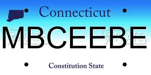 MBCEEBE Connecticut License Plate