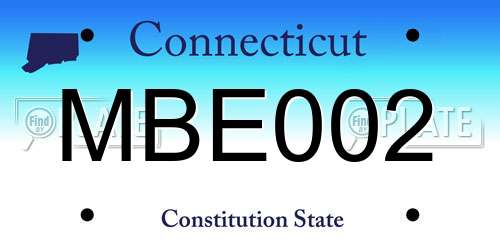 MBE002 Connecticut License Plate