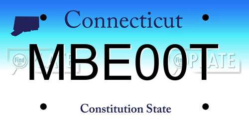 MBE00T Connecticut License Plate