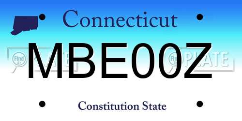 MBE00Z Connecticut License Plate