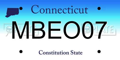 MBEO07 Connecticut License Plate