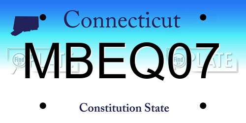 MBEQ07 Connecticut License Plate