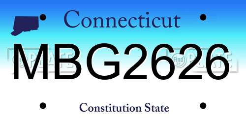 MBG2626 Connecticut License Plate