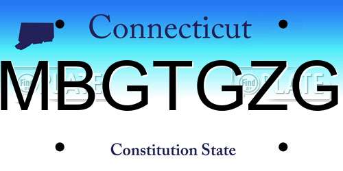 MBGTGZG Connecticut License Plate
