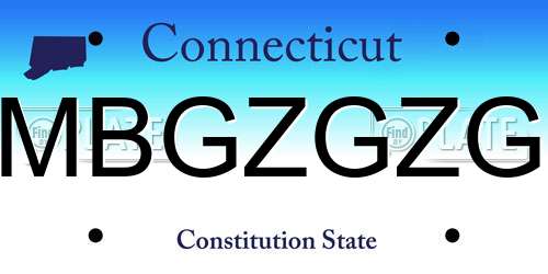 MBGZGZG Connecticut License Plate