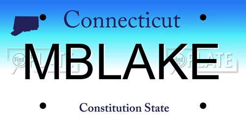 MBLAKE Connecticut License Plate