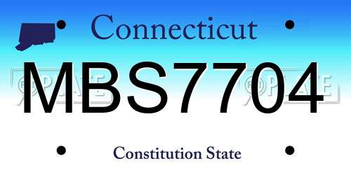 MBS7704 Connecticut License Plate