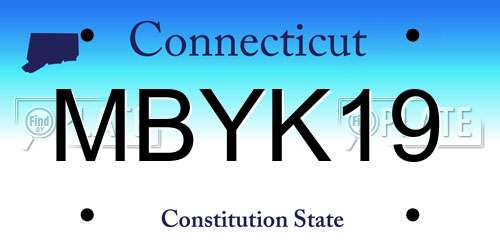 MBYK19 Connecticut License Plate