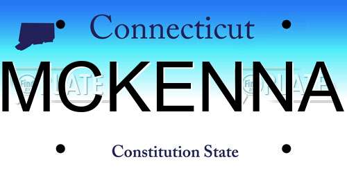 MCKENNA Connecticut License Plate