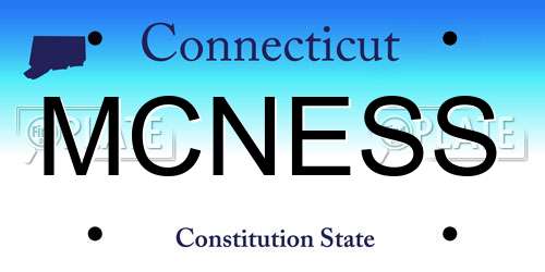 MCNESS Connecticut License Plate