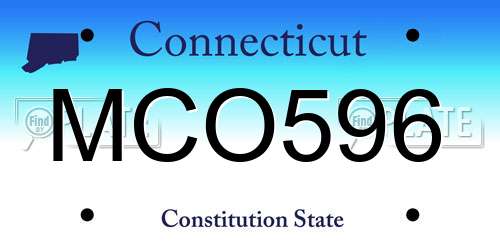 MCO596 Connecticut License Plate