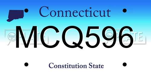 MCQ596 Connecticut License Plate