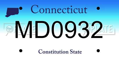 MD0932 Connecticut License Plate