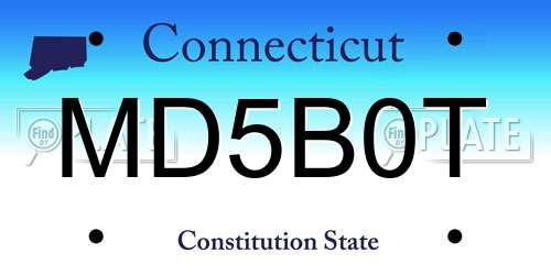 MD5B0T Connecticut License Plate