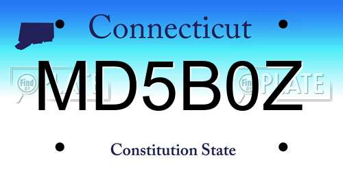 MD5B0Z Connecticut License Plate
