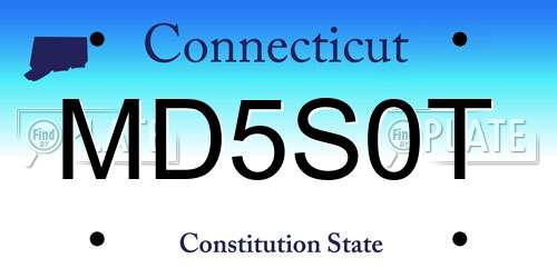 MD5S0T Connecticut License Plate