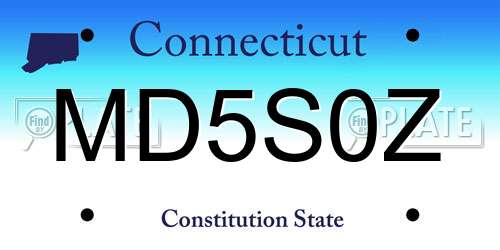 MD5S0Z Connecticut License Plate