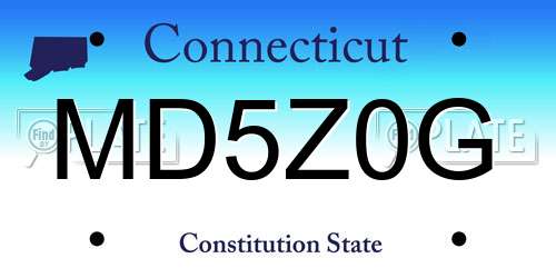 MD5Z0G Connecticut License Plate