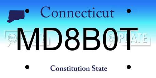 MD8B0T Connecticut License Plate