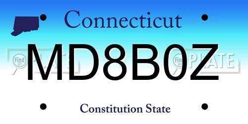 MD8B0Z Connecticut License Plate